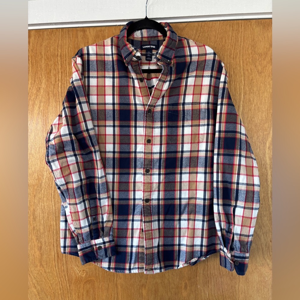 Lands' End Men's Plaid Button Down Shirt